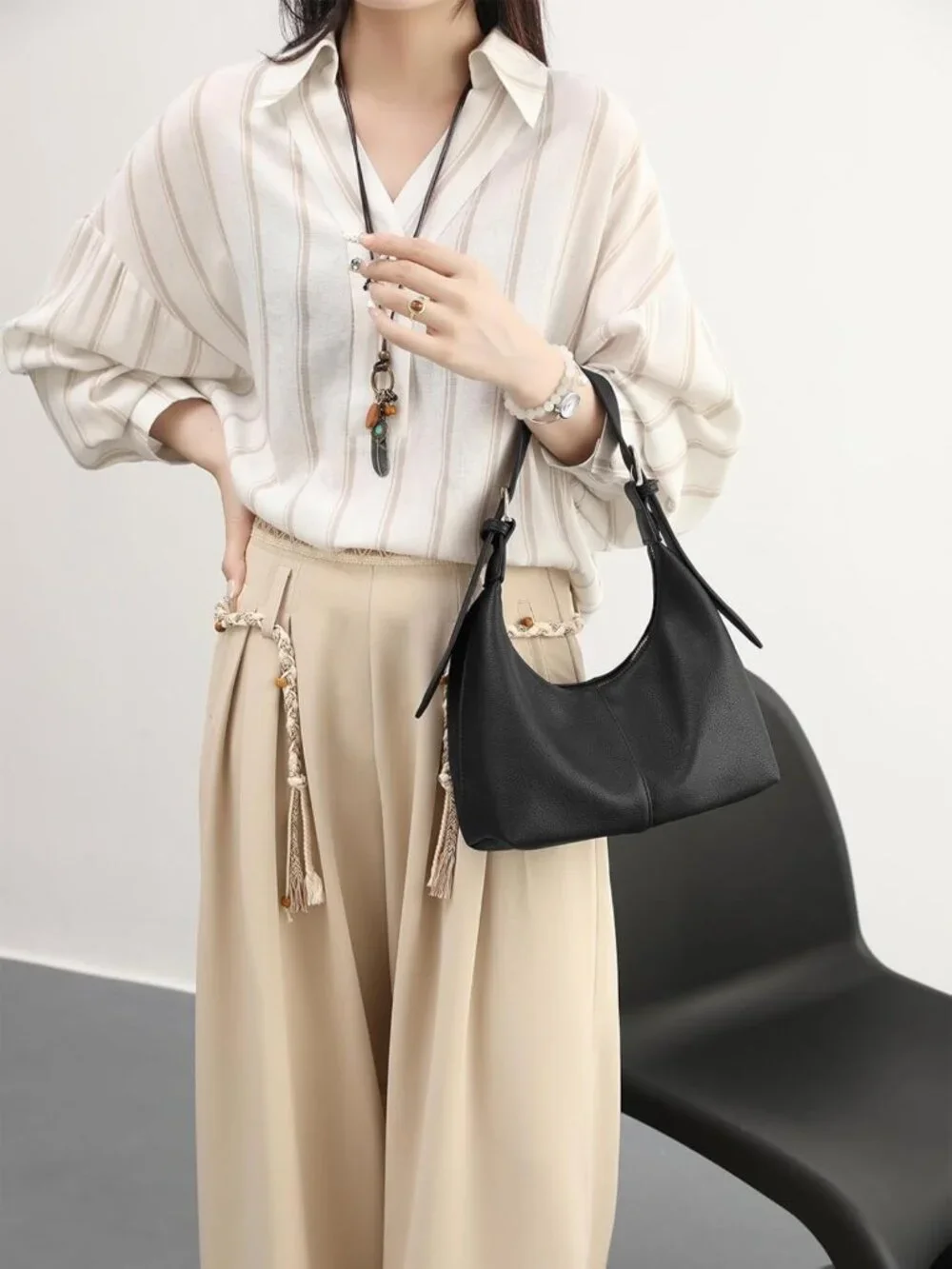 Soft Vegan Leather Hobo Bag for Women | Slouchy Crescent Shoulder Tote